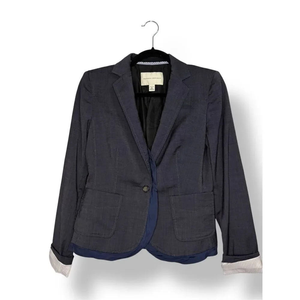 Banana Republic Women’s 6 Wool Blazer Charcoal Grey Stretch Office‎ Professional